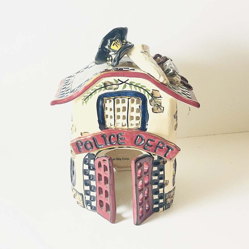 Blue Sky Clayworks Heather Goldminc Police Dept Tealight House or Night Light